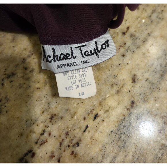 Michael Taylor Sz 10 Wine  2 Piece Sleeveless Sheath Long Blazer Dress Set Mini - Picture 9 of 16